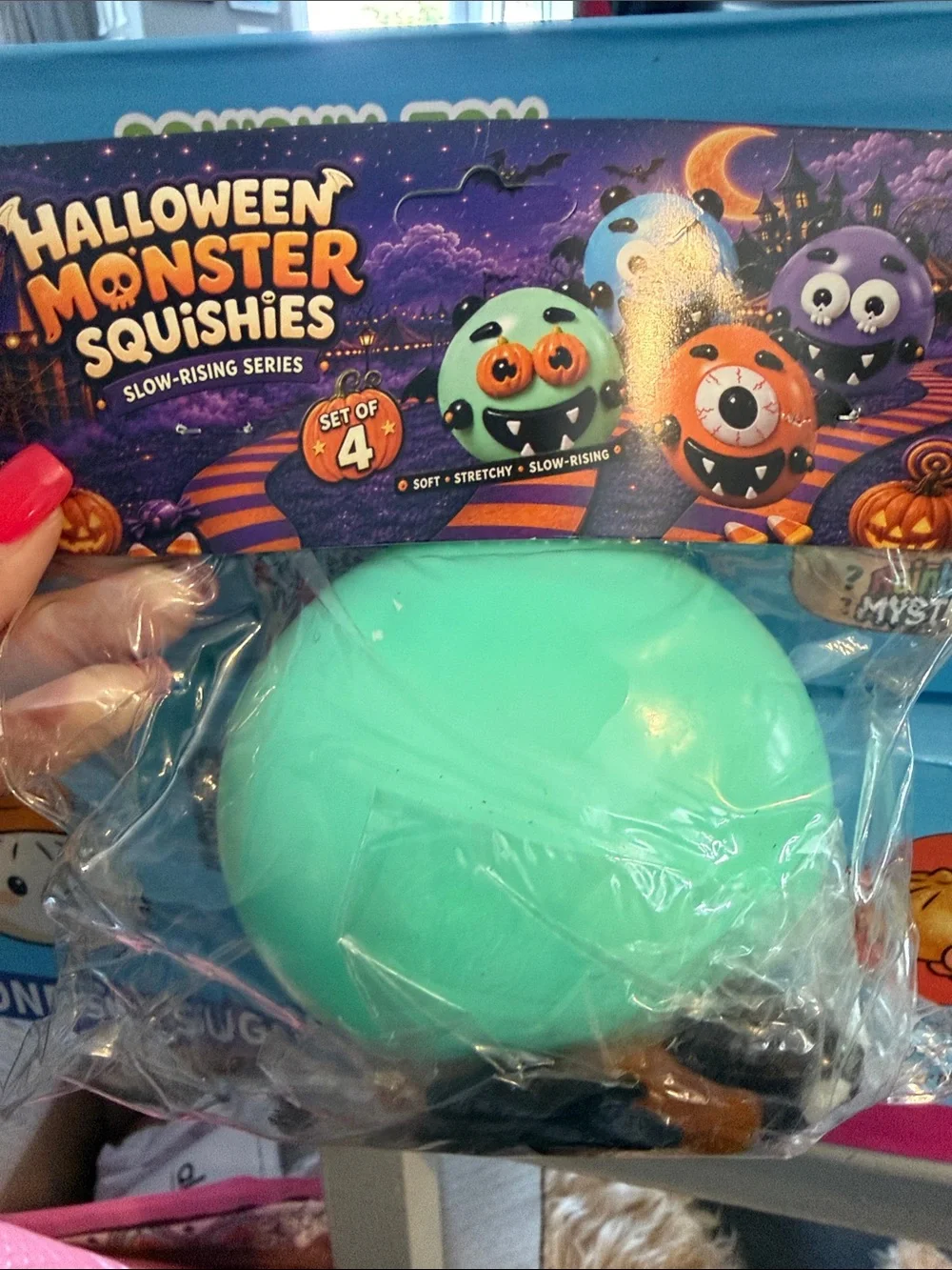 Giant Mint Green Pumpkin-Eyes Monster Squeeze Toy - Cute Kids Toy